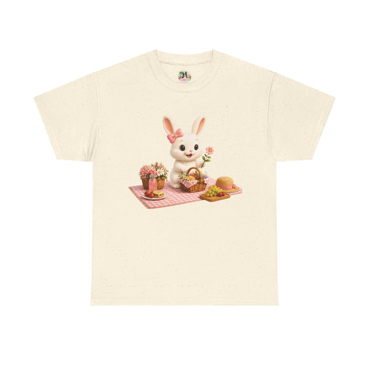 Maggie Zomer T-Shirt Volwassenen – Kawaii Konijn Picknick Shirt | Creatieve Aap