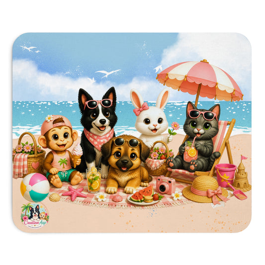 Zomer Mood Muismat | Creatieve Aap Karakters Mousepad | Kawaii Strand Bureau Accessoire