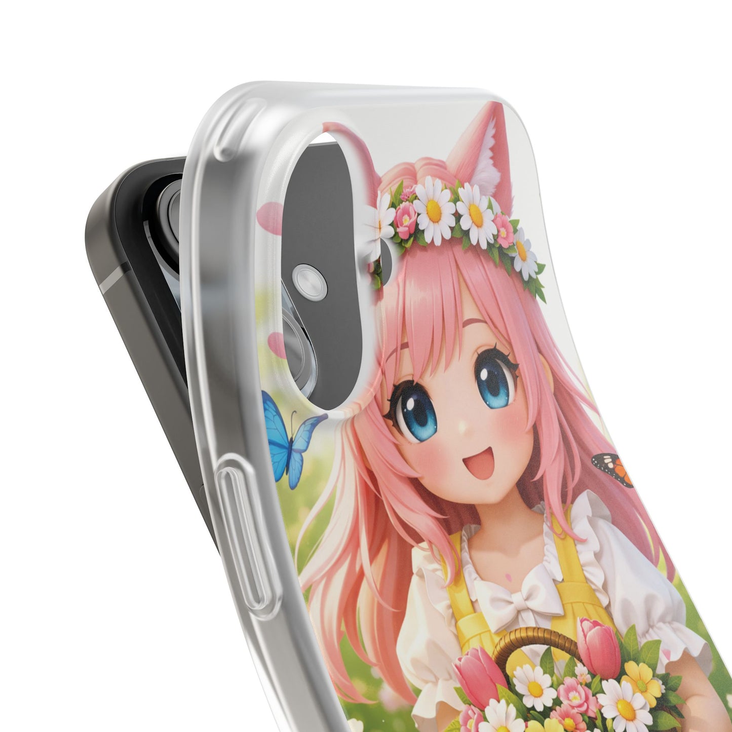 Lente Girl Telefoonhoesje – Kawaii Anime Bloemen Design – Transparante Flexi Case – iPhone & Samsung Galaxy – Creatieve Aap Lente 2026