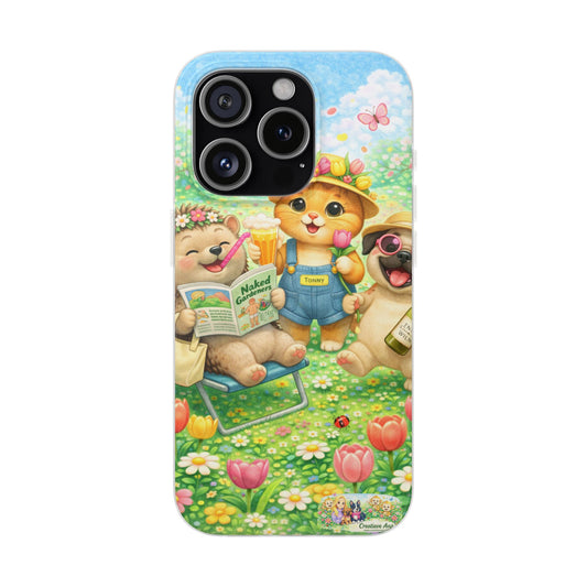 Lente Feest Vriendinnen Telefoonhoesje – Kawaii Lente Design – Transparante Flexi Case – iPhone & Samsung Galaxy – Creatieve Aap