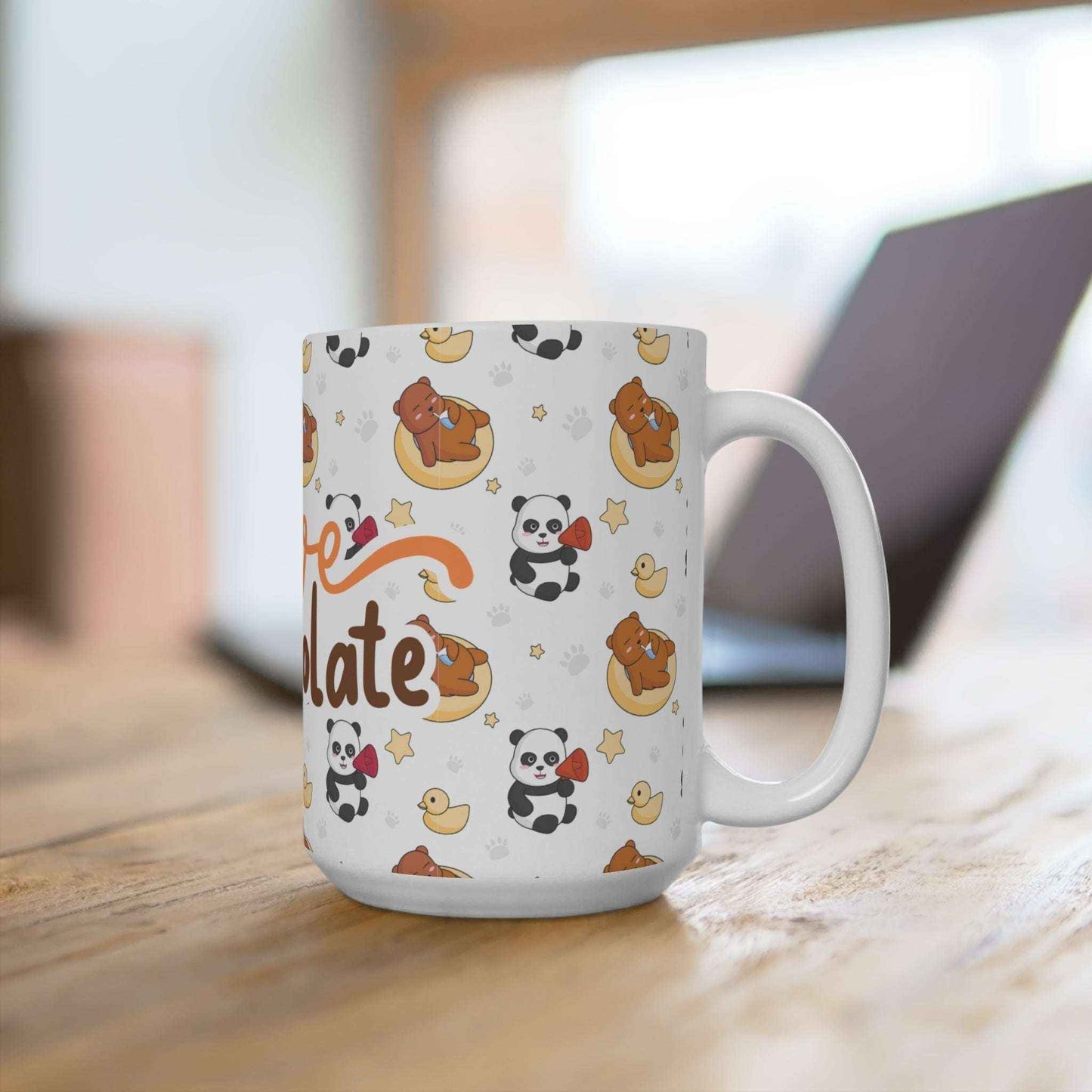 Mok “Love Chocolate” met Panda & Teddybeer Design – 330ml & 440 ml