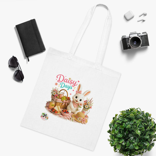 Maggie Daisy Days Katoenen Tote Bag – Zomerse Konijnen Tas | Creatieve Aap