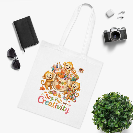Creatieve Aapjes – Bag Full of Creativity Totebag | 100% Katoen | Herfstcollectie 2026