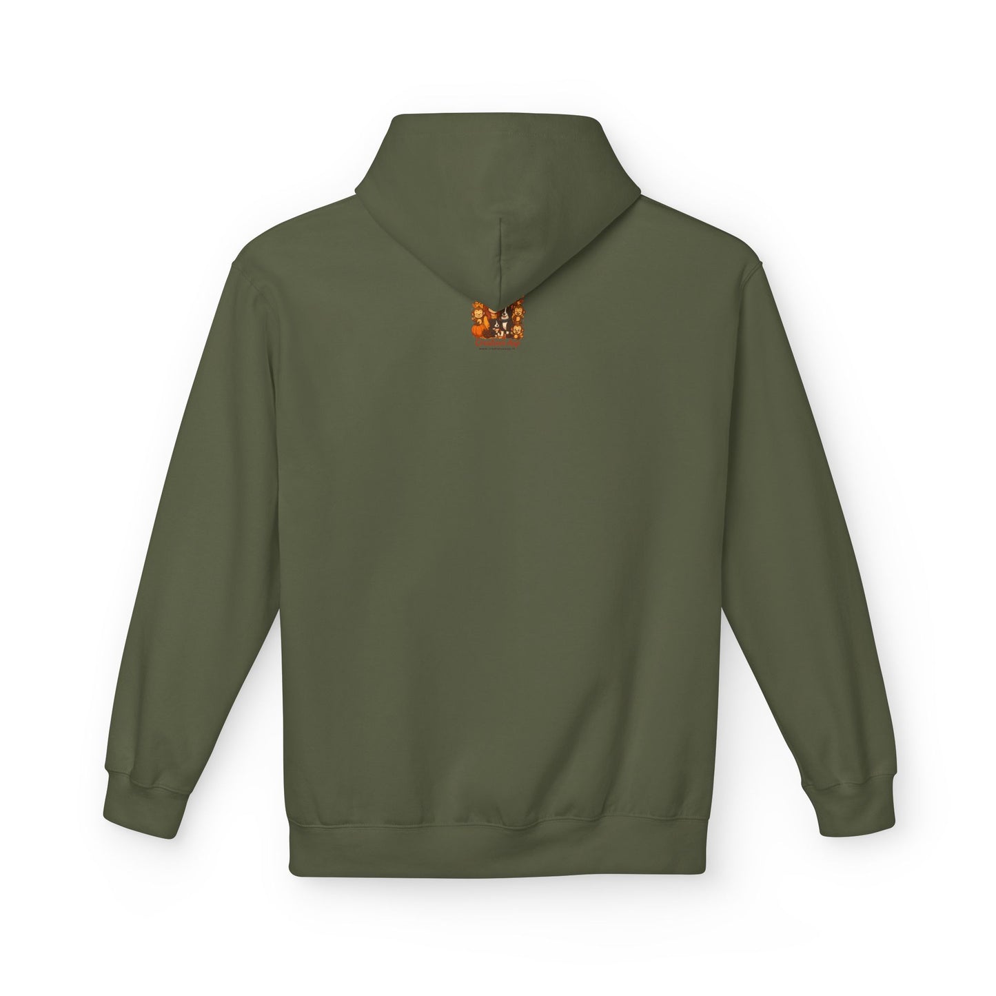 Hoodie Amsterdammer Military Green achterkant met capuchon en rand logo Creatieve Aap klein