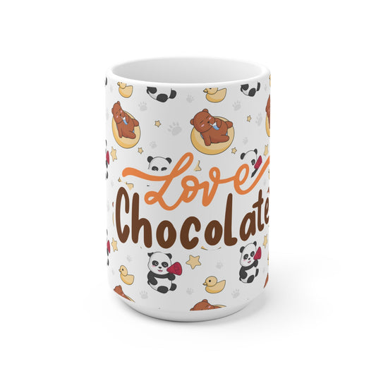 Mok βLove Chocolateβ met Panda & Teddybeer Design β 325 ml & 440 ml Printify