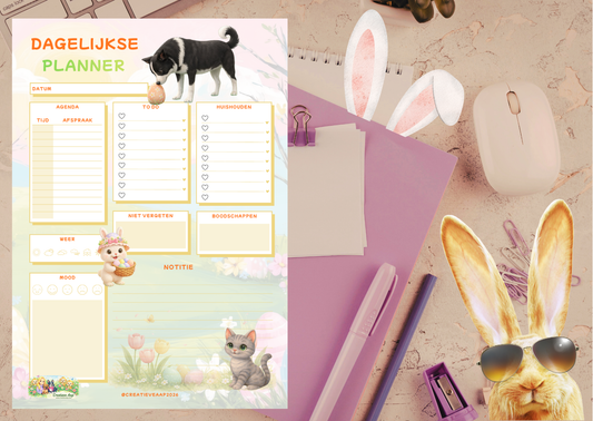 April Planner Set 2026 PDF Download – Dagelijkse Planner, Maandkalender & Slaap Tracker | Creatieve Aap