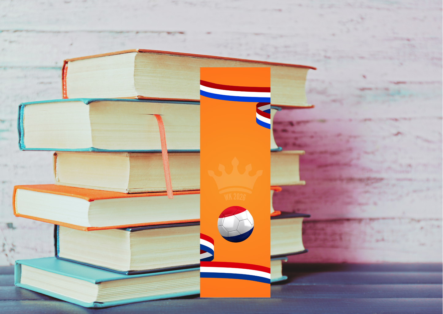 WK Nederland 2026 Voetbal Boekenlegger β Handgemaakt β 5,5 x 15 cm
