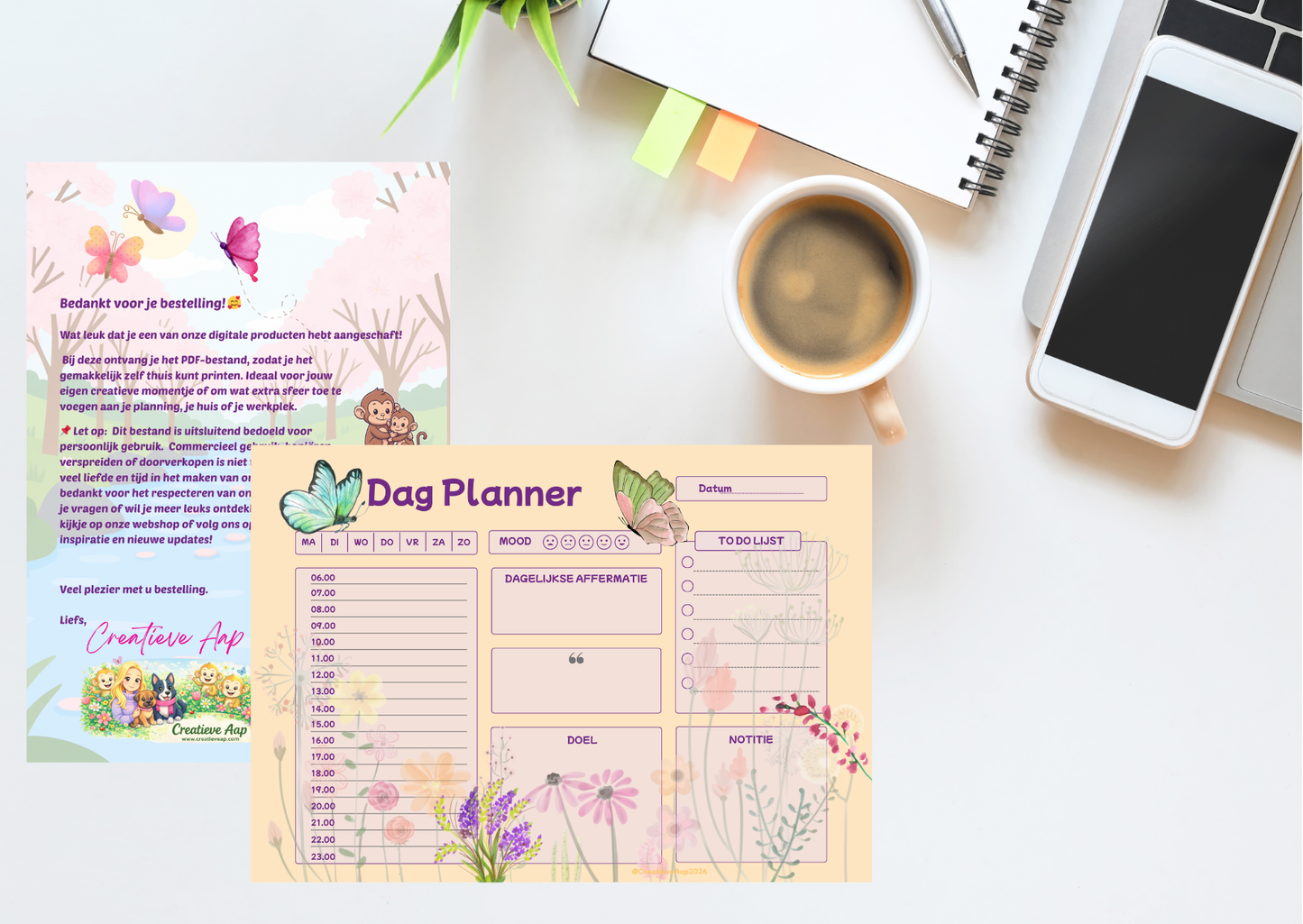 Dag Planner PDF – Lente Editie | Dagplanning, To-Do & Mood | Printable