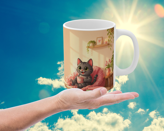 Shelby Cozy Zomer Mok – Kawaii Kat Mok 330ml | Self Care & Reading Vibes