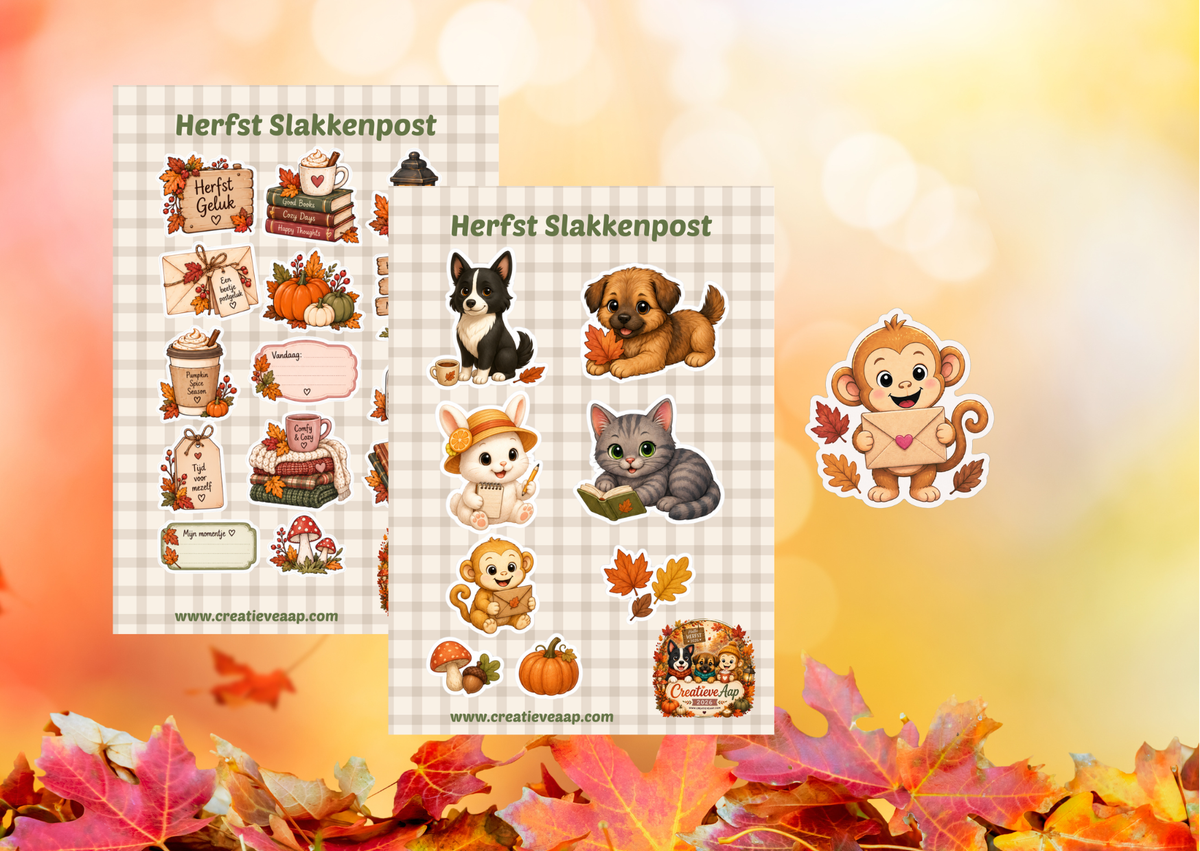 Slakkenpost Herfst 2026 – Creatief Herfstpakket met Stickers, Scrapbookpapier, Kaarten & Verrassingen