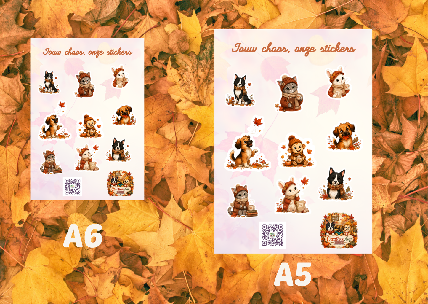 Herfst Creatieve Aap Planner Vinyl Stickers | Karakter Stickers | A6 & A5 | Handmade | Creatieve Aap