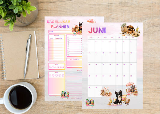 Juni 2026 Planner Set PDF Download – Dagplanner, Maandplanner & Slaaptracker