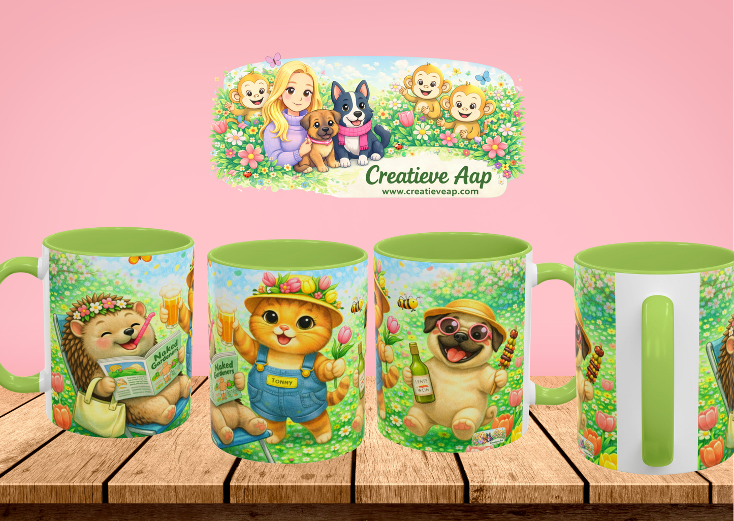 Lente Feest Keramiek Beker – Vrolijke Dieren & Bloemen | 0,33L