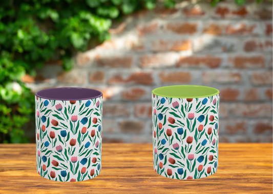 Tulpen Regen Mok – Lente Bloemen Design | Keramische Beker 330 ml