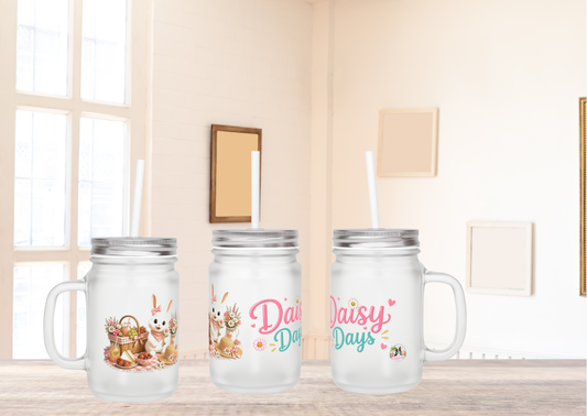 Daisy Days Mason Jar met Rietje – Maggie Zomer Drinkglas 350 ml