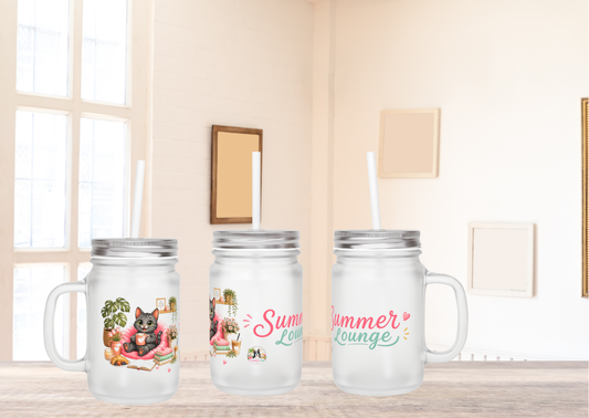 Summer Lounge Shelby Mason Jar met Rietje – Creatieve Aap Drinkglas 350 ml