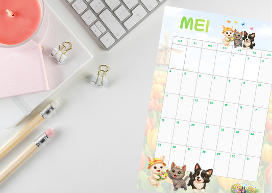 Mei Planner Set 2026 PDF Download – Dagelijkse Planner, Maandkalender & Slaap Tracker | Creatieve Aap