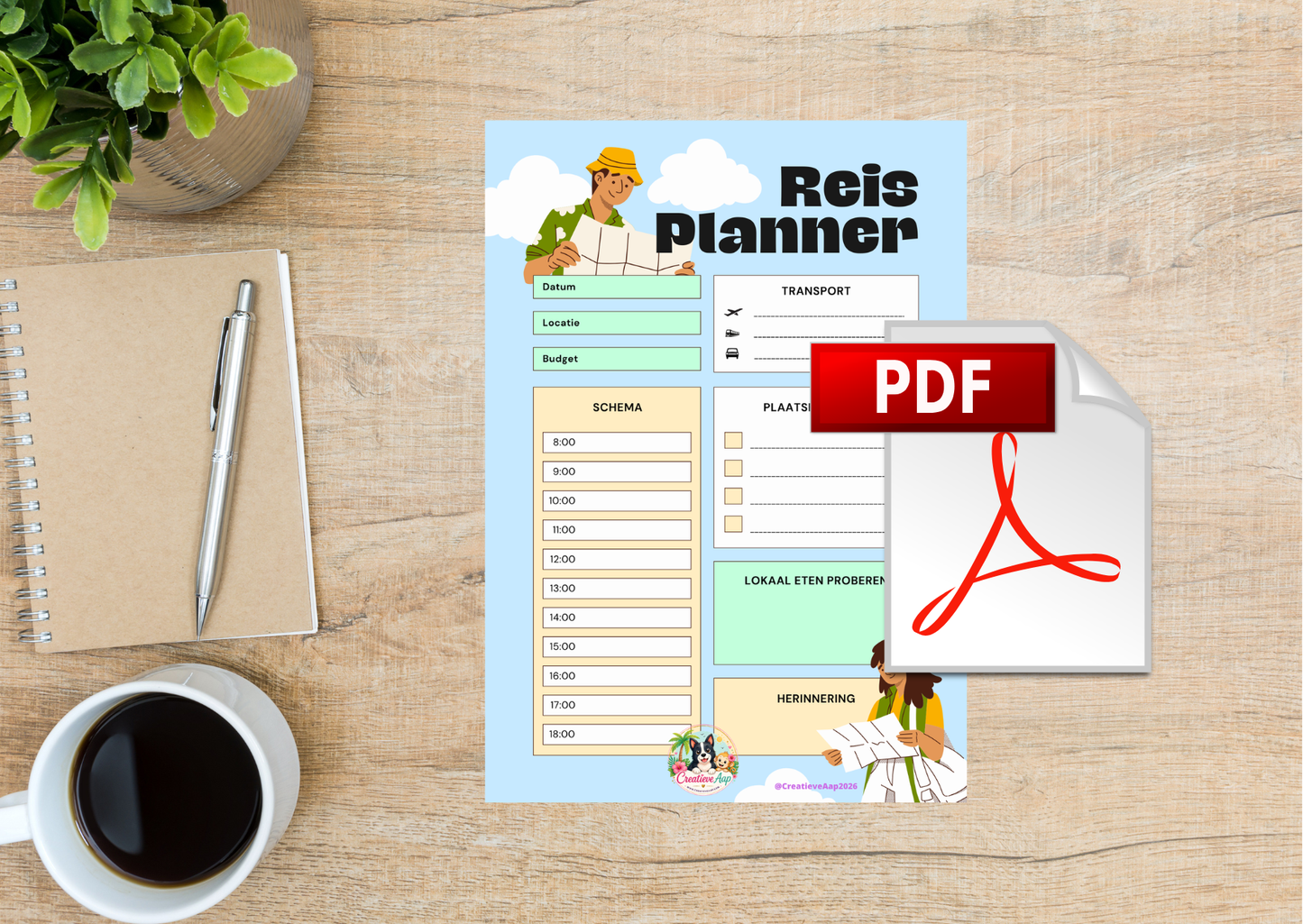Downloadbare Reisplanner PDF โ Vakantie Planner & Reis Organisatie Printable