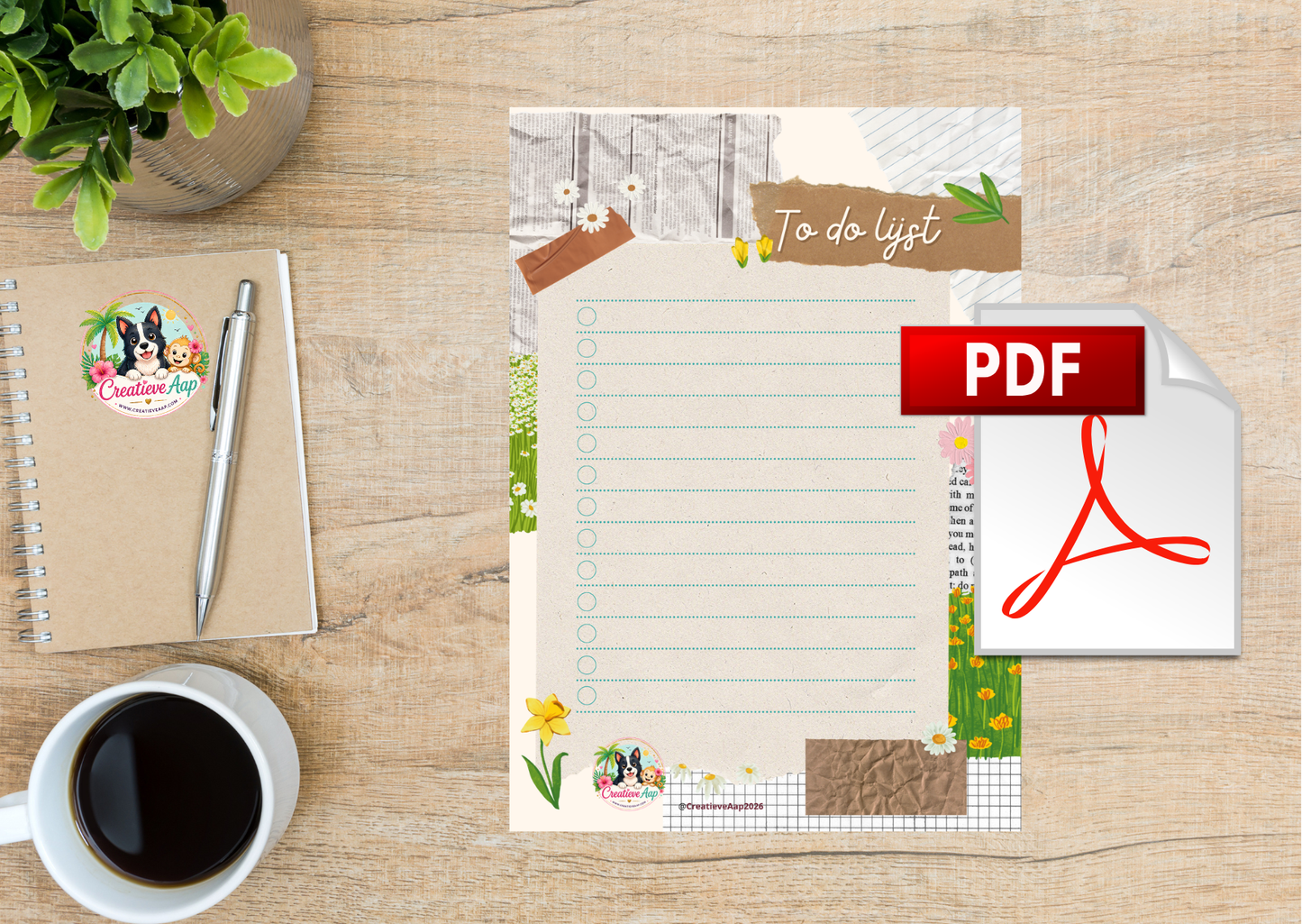 To Do Lijst PDF Download | Printable Planner | Organisatie Hulp | Creatieve Aap