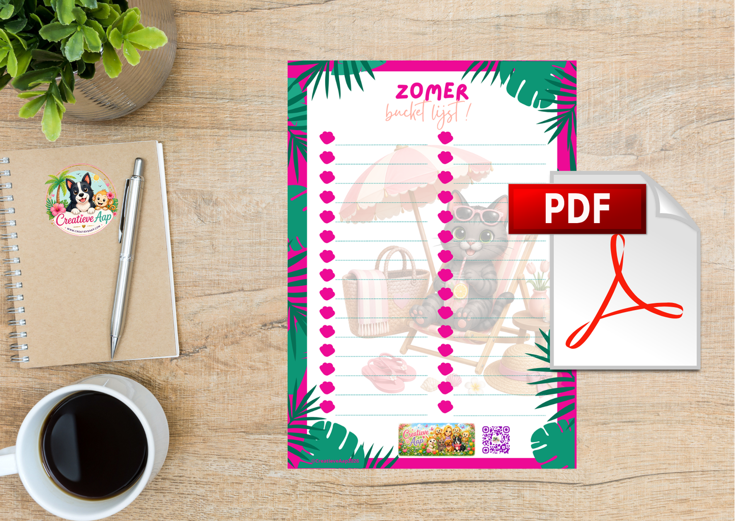 Zomer Bucketlijst PDF Download – Summer Bucket List Planner Printable