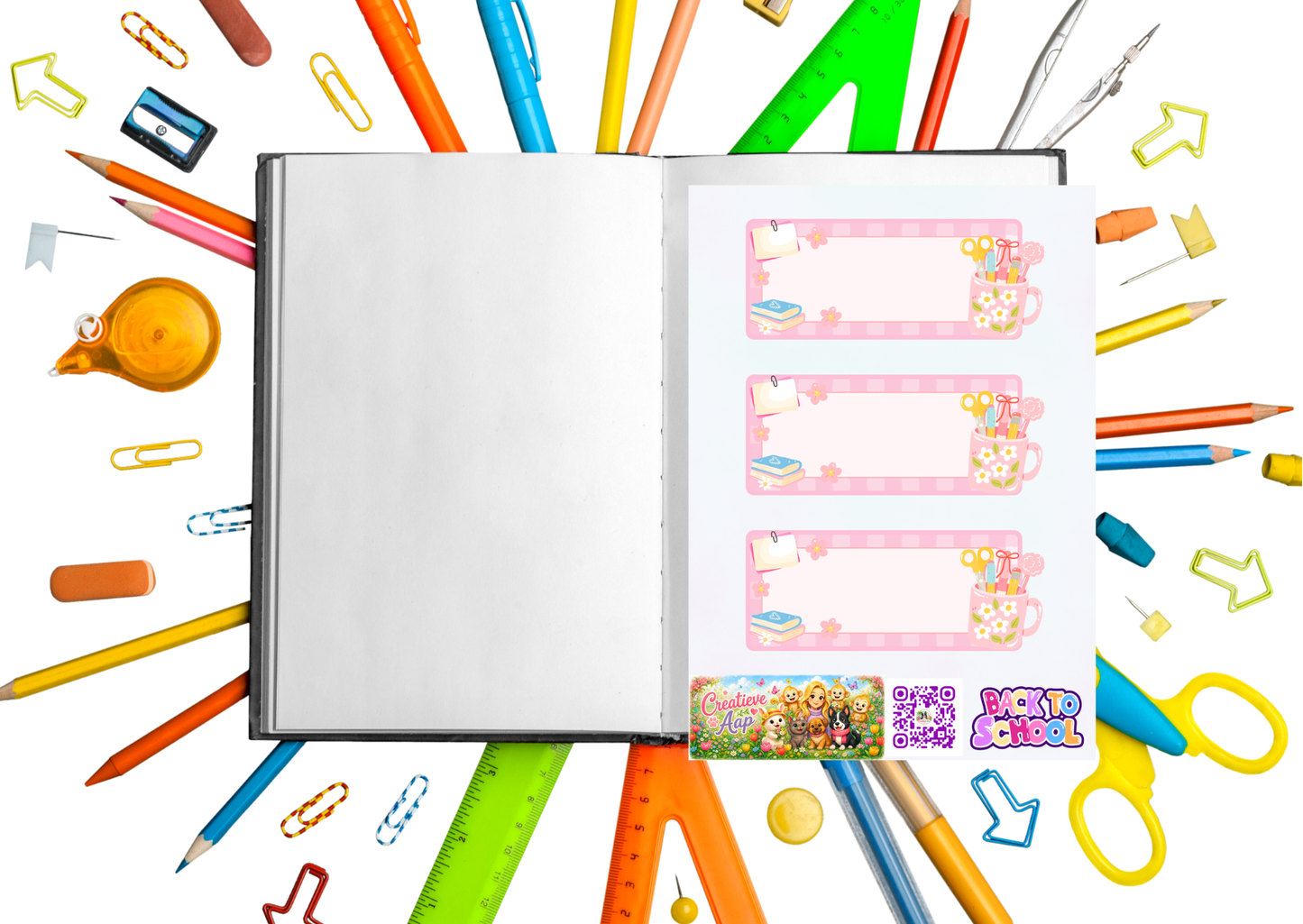 Pink Lady Etiket Stickers – Beschrijfbare Planner Stickers – Vinyl Matte Labels – A6 & A5