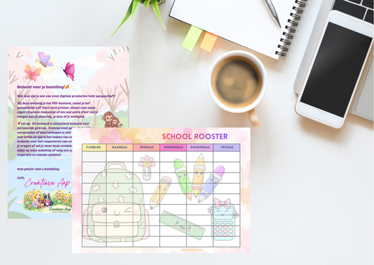 Schoolrooster PDF – Lente Editie | Overzichtelijk & Vrolijk | Lente Collectie 2026