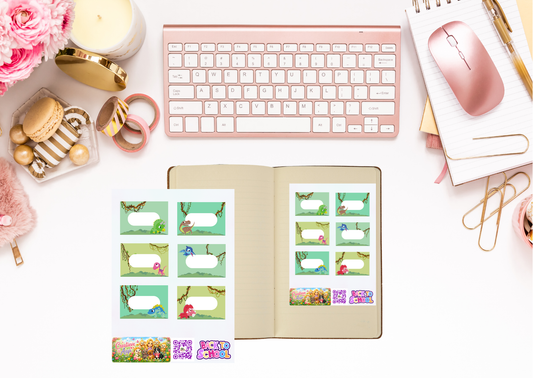 Dinosaurus Label Stickers β Planner Etiketten β Beschrijfbare Vinyl Matte Stickers β A6 & A5