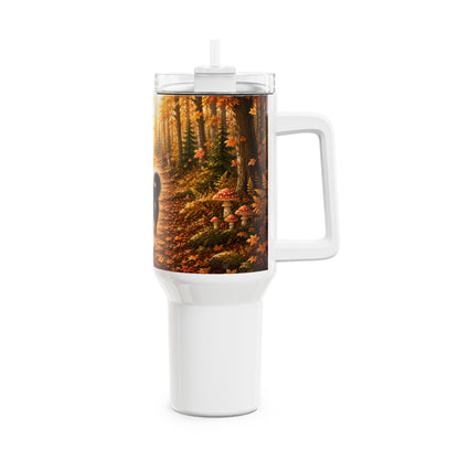 Nikita Warme Wandeling Herfst Tumbler 1,18 Liter – Dubbelwandige RVS Thermobeker met Rietje | Creatieve Aap