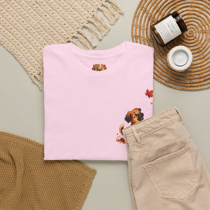 Novi Leaf Chaser Herfst T-Shirt – Unisex Dubbelzijdig Bedrukt | Schattig Herfst Honden Shirt | Gildan 5000