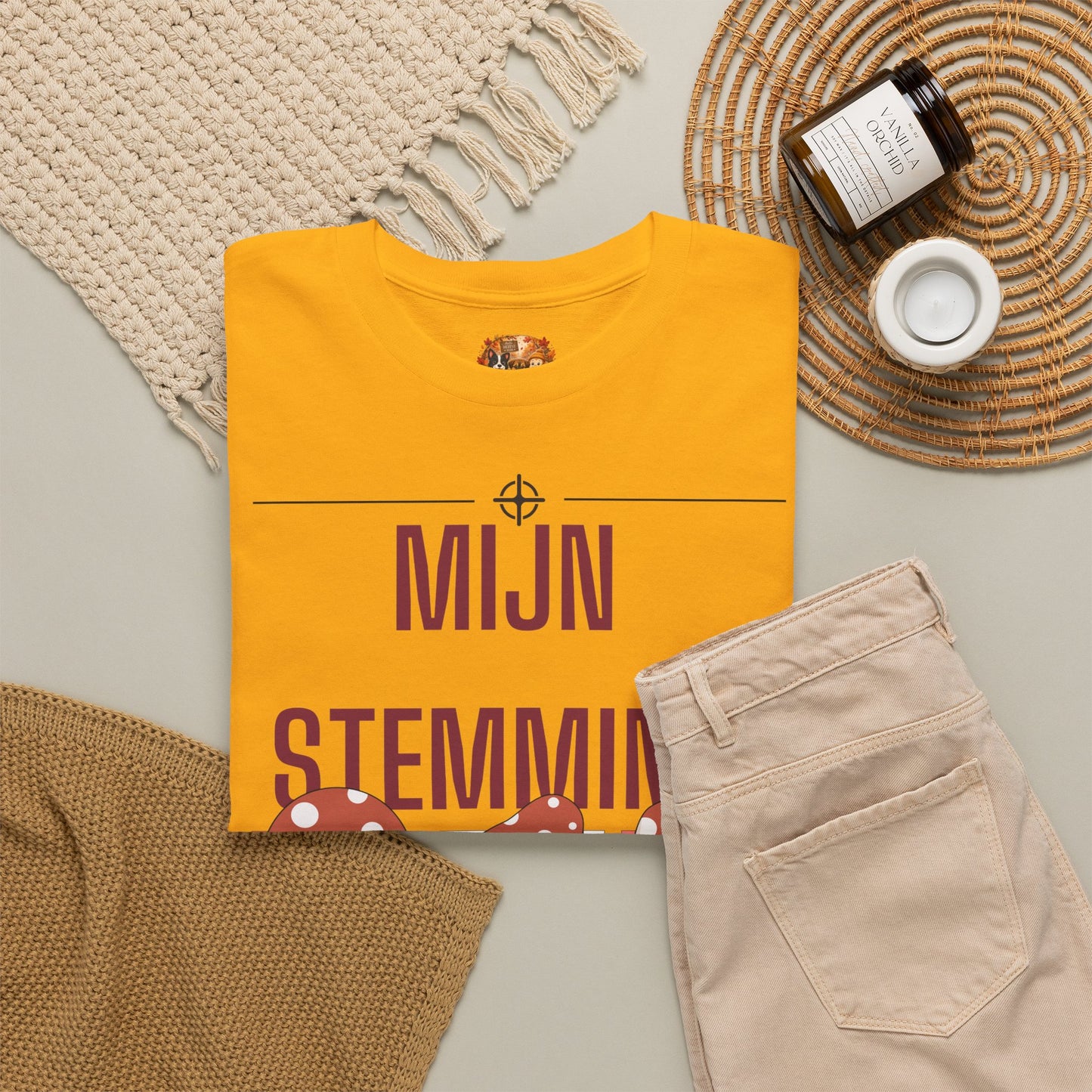Mijn Stemming Herfst T-Shirt – Unisex Funny Paddenstoel Shirt | Enkelzijdig Bedrukt | Gildan 5000