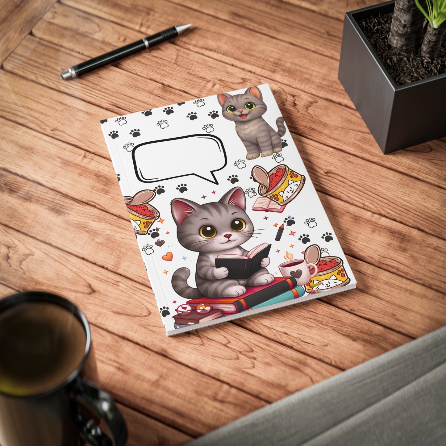Shelby A5 Notitieboek – Kawaii Kat – Gelinieerd Schrift – 150 Pagina's