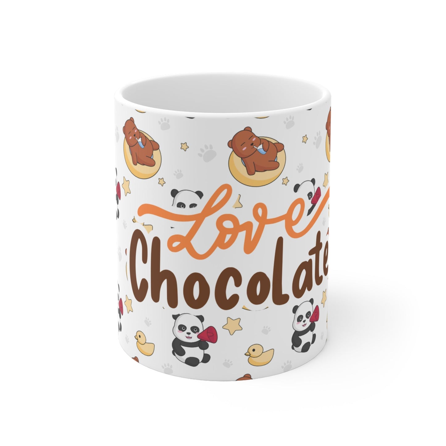Mok “Love Chocolate” met Panda & Teddybeer Design – 325 ml & 440 ml Printify