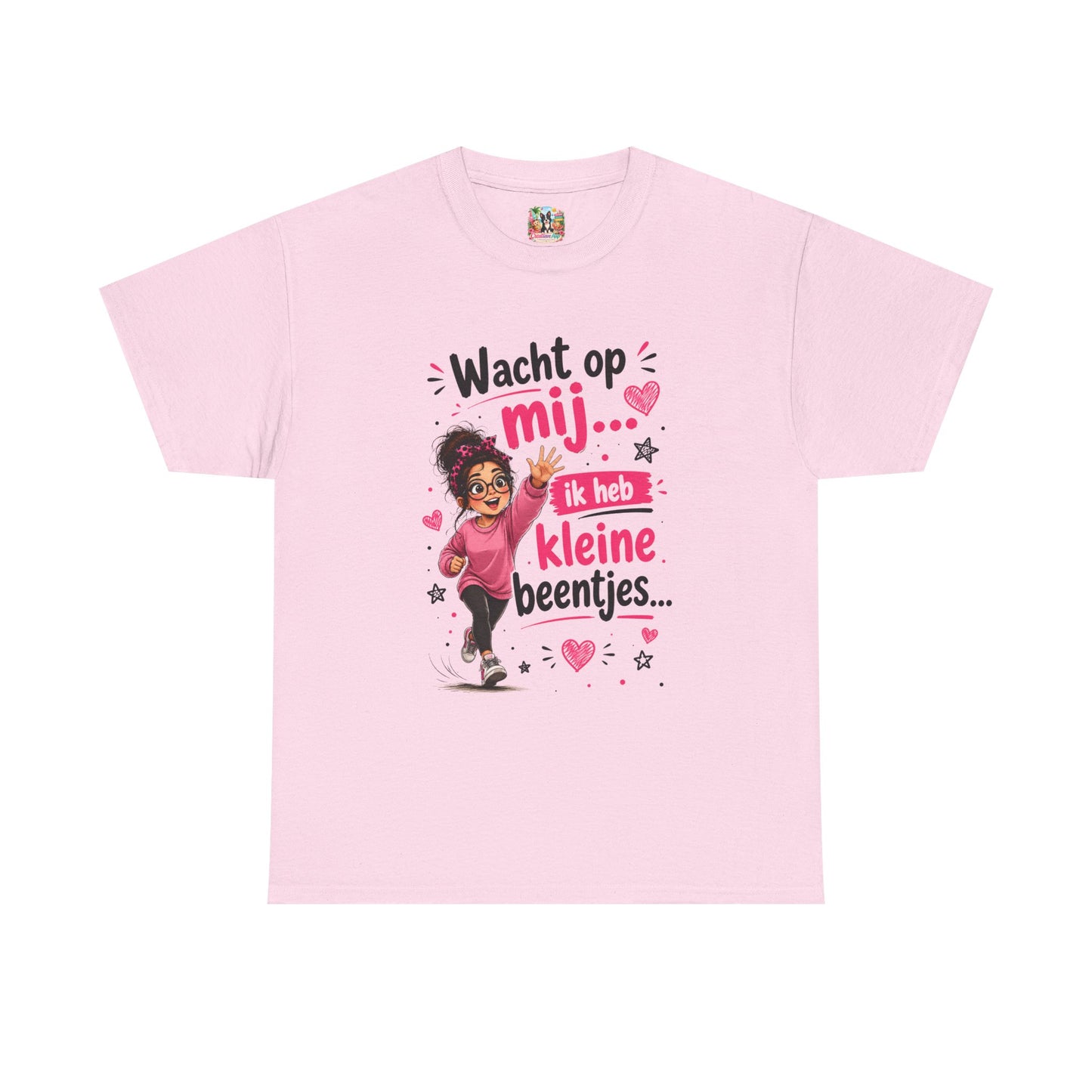 Wacht op mij... Ik heb kleine beentjes – Grappig Uniseks Humor T-shirt