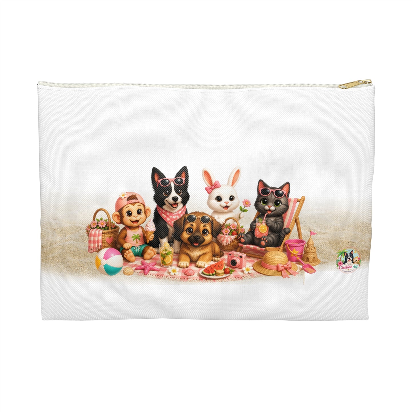 Zomer Mood Opberg Etui – Zomer Make-up Tas met Creatieve Aap Karakters