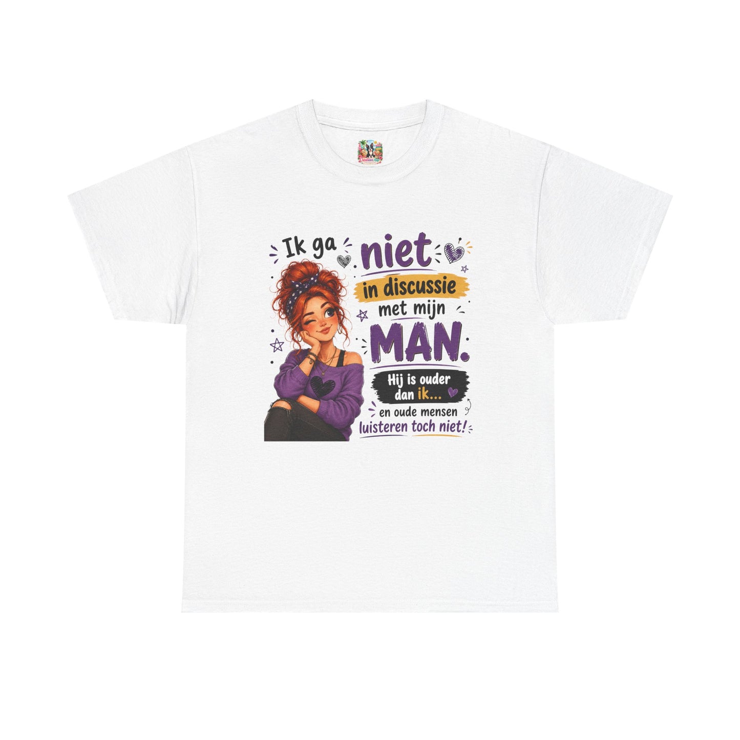 Ik ga niet in discussie met mijn man – Grappig Uniseks Humor T-shirt