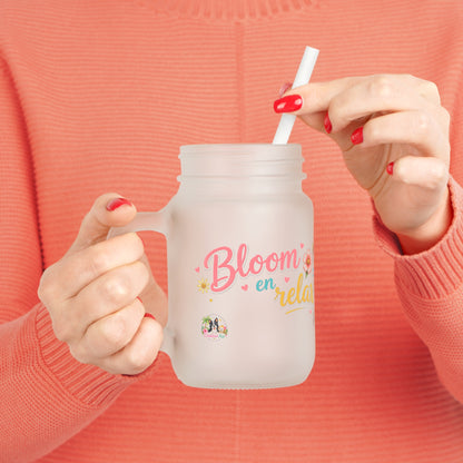 Bloom en Relax Mason Jar met Rietje – Nikita Zomer Drinkglas 350 ml