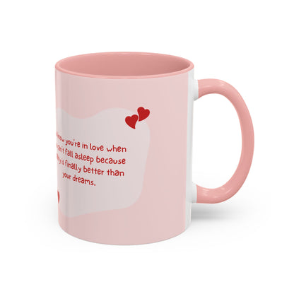 Valentijn Mok Maggie met Hart – Liefdevolle Quote – Roze Binnenkant & Oor