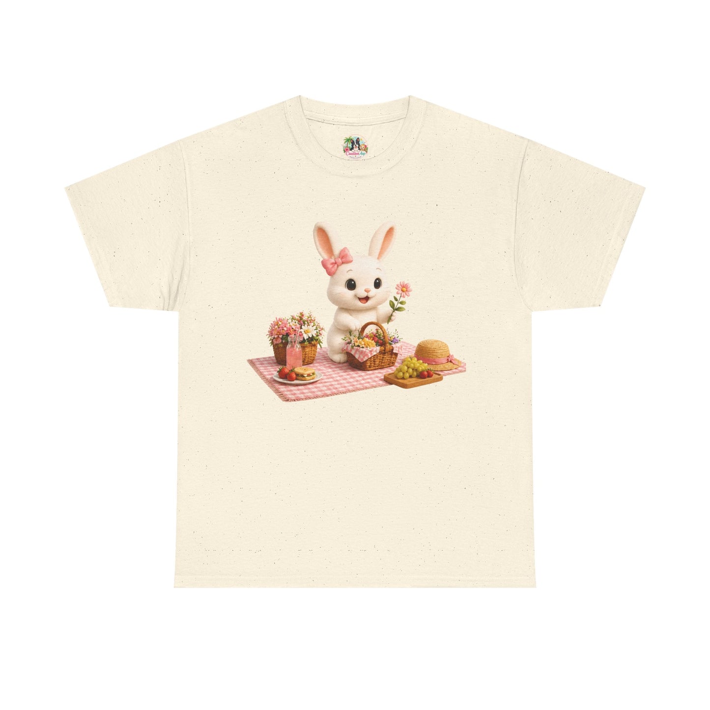 Maggie Zomer T-Shirt Volwassenen – Kawaii Konijn Picknick Shirt | Creatieve Aap