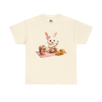 Maggie Zomer T-Shirt Volwassenen – Kawaii Konijn Picknick Shirt | Creatieve Aap
