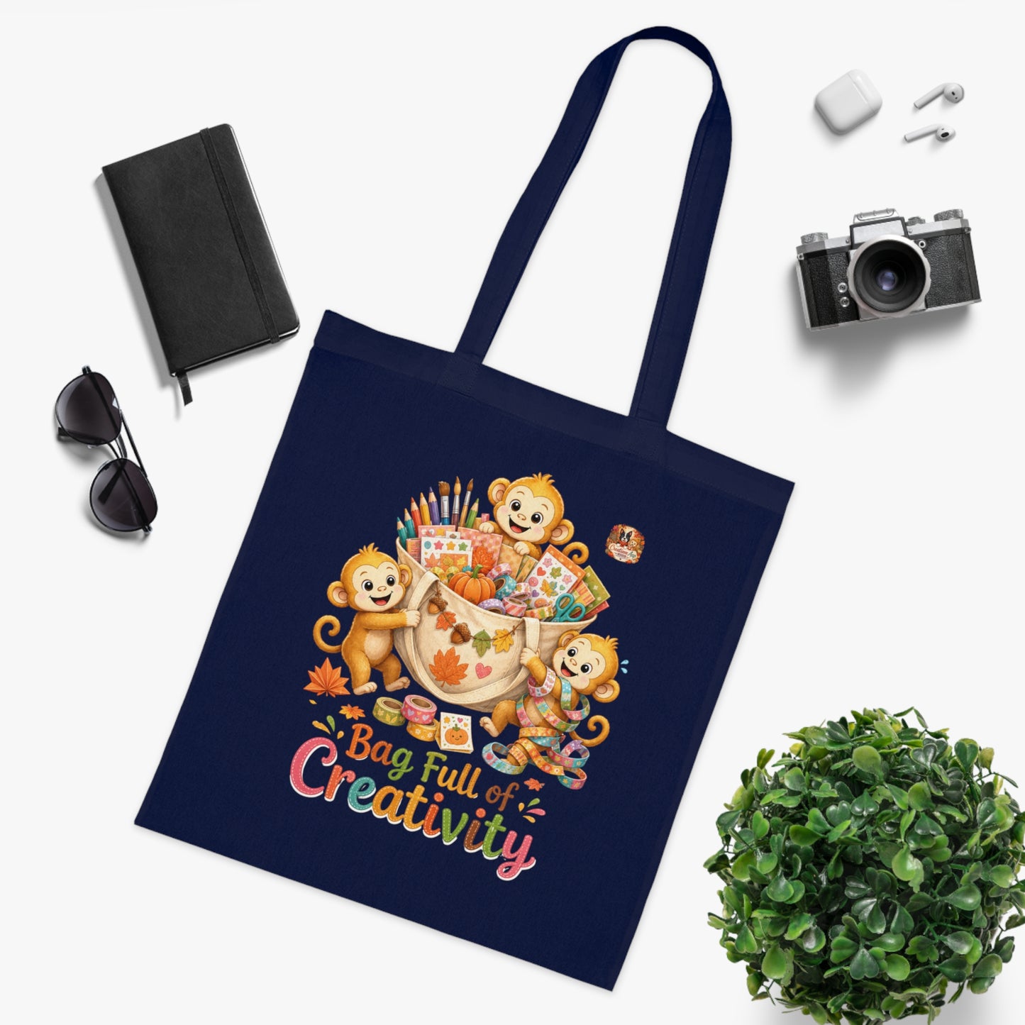 Creatieve Aapjes – Bag Full of Creativity Totebag | 100% Katoen | Herfstcollectie 2026