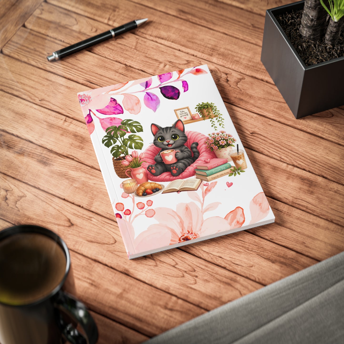 Cozy Shelby Notebook A5 | Bullet Journal | Dagboek | Katten Schrift | Creatieve Aap