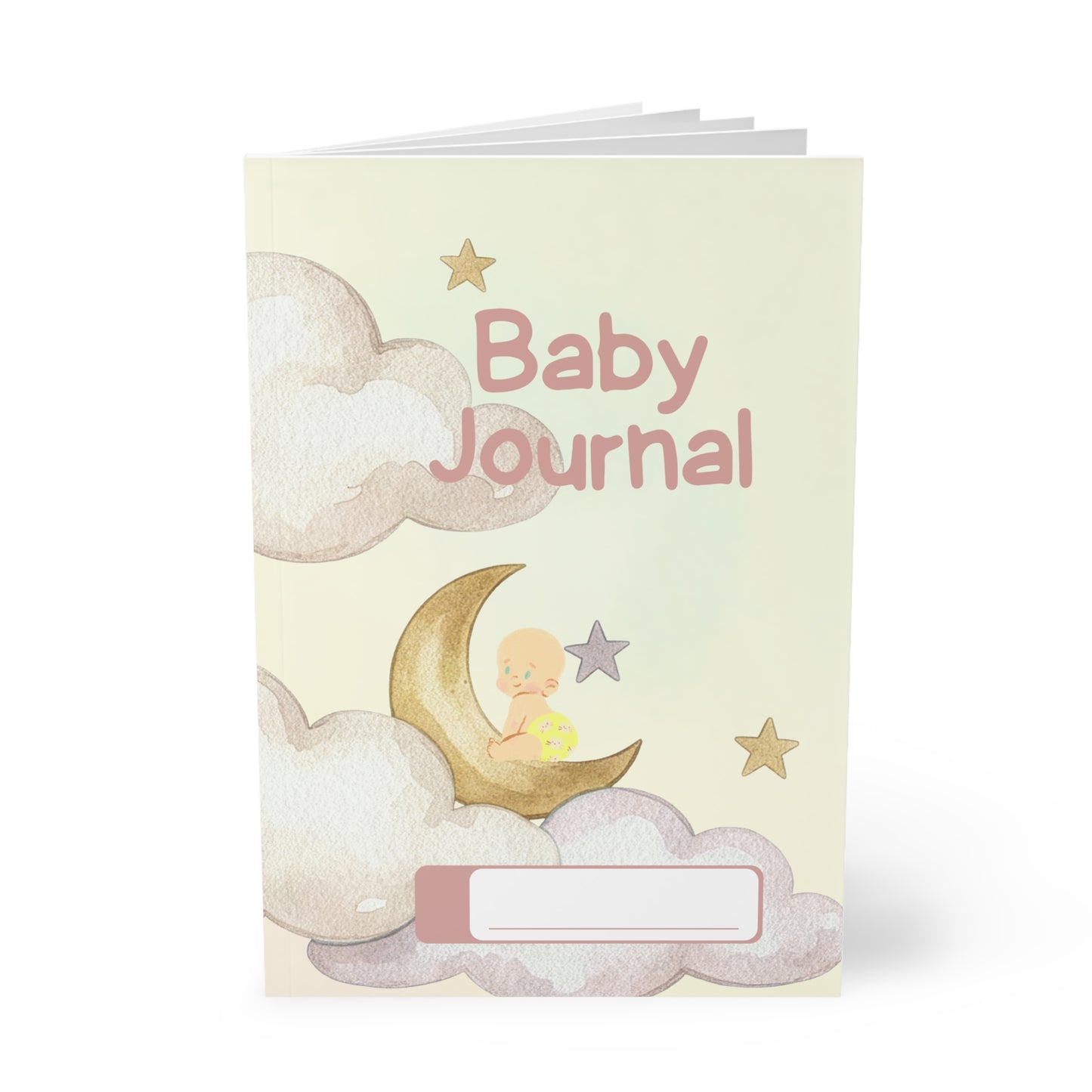 Baby Journal A5 Notitieboek – Baby Maan & Wolkjes – Gelinieerd – 150 Pagina's
