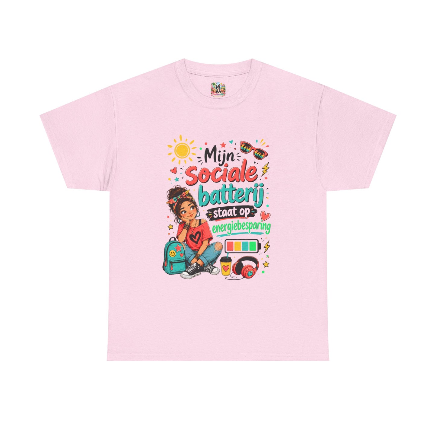 Mijn sociale batterij staat op energiebesparing – Uniseks Humor T-shirt voor Introverts