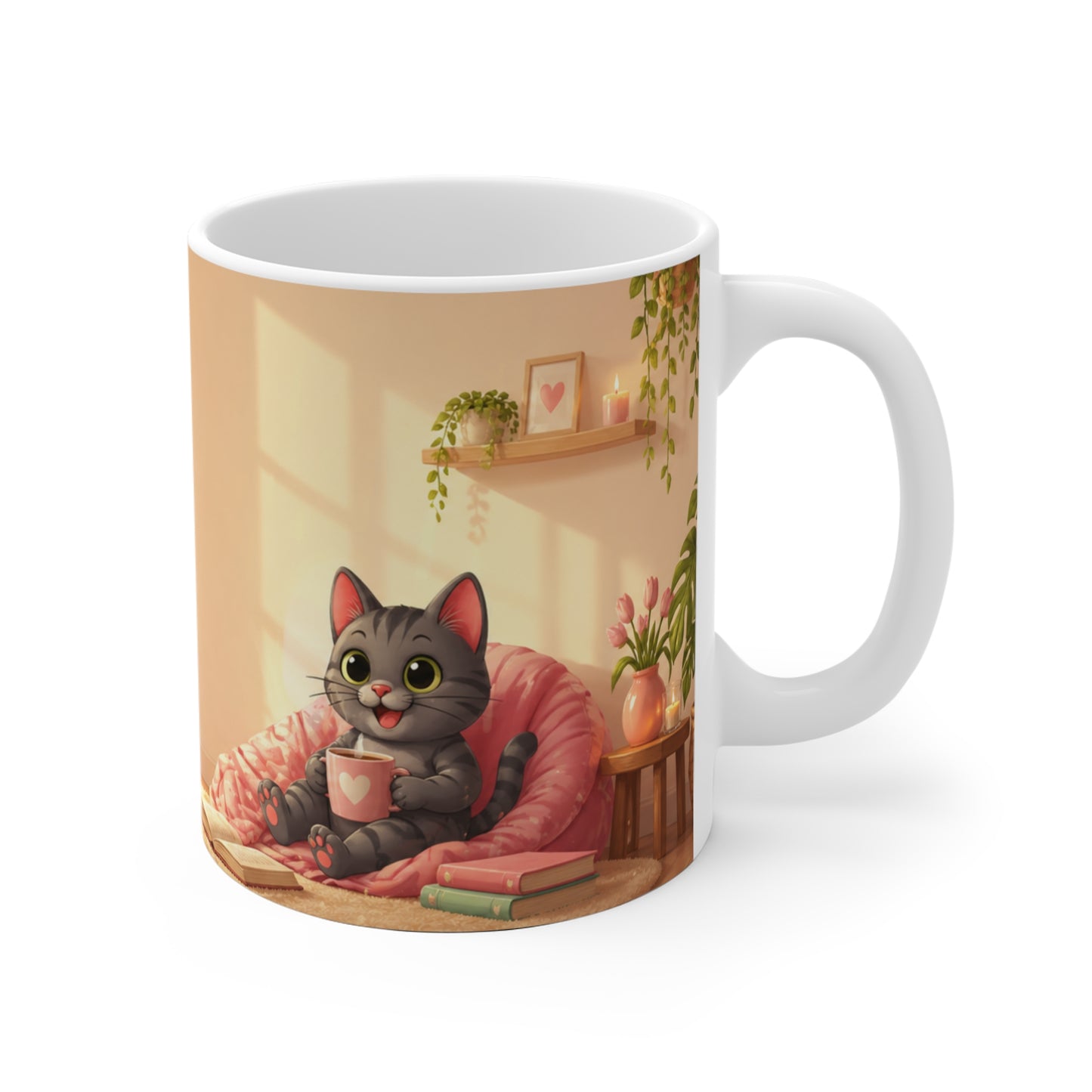 Shelby Cozy Zomer Mok – Kawaii Kat Mok 330ml | Self Care & Reading Vibes