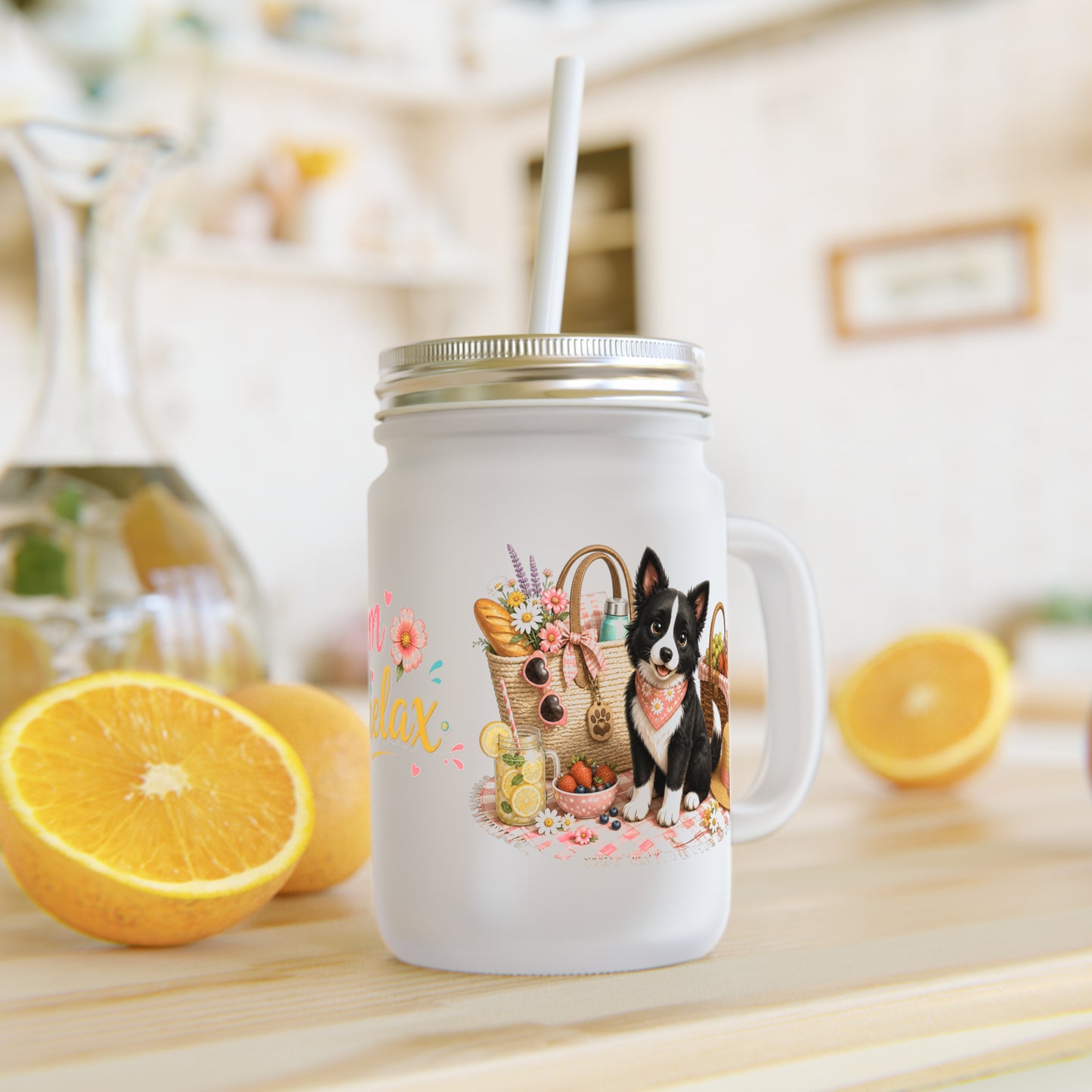 Bloom en Relax Mason Jar met Rietje – Nikita Zomer Drinkglas 350 ml