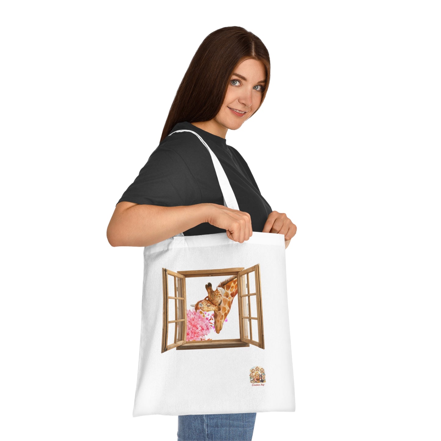 Giraffe Lente Tote Bag – Katoenen Shopper met Bloemen | Lavender & White | Lente 2026