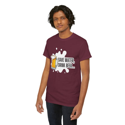 Unisex Unisex Heavy Cotton Tee – Save Water, Drink Beer