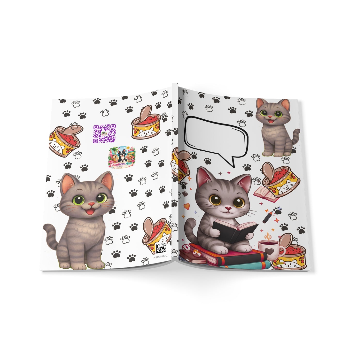 Shelby A5 Notitieboek – Kawaii Kat – Gelinieerd Schrift – 150 Pagina's