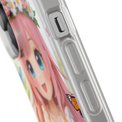 Lente Girl Telefoonhoesje – Kawaii Anime Bloemen Design – Transparante Flexi Case – iPhone & Samsung Galaxy – Creatieve Aap Lente 2026