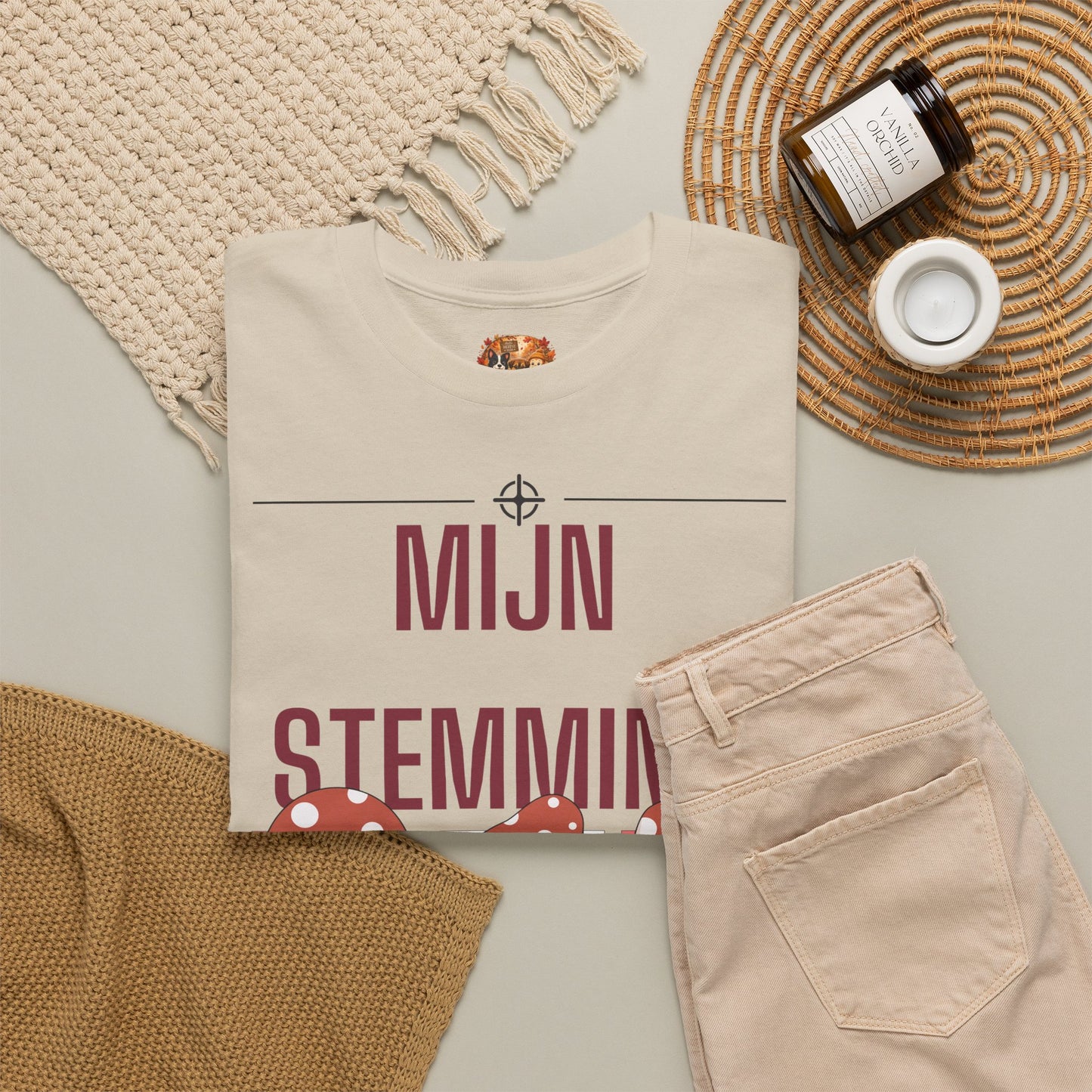 Mijn Stemming Herfst T-Shirt – Unisex Funny Paddenstoel Shirt | Enkelzijdig Bedrukt | Gildan 5000
